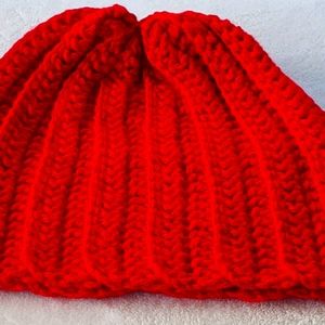 Beautiful Red beanie handmade crochet by me